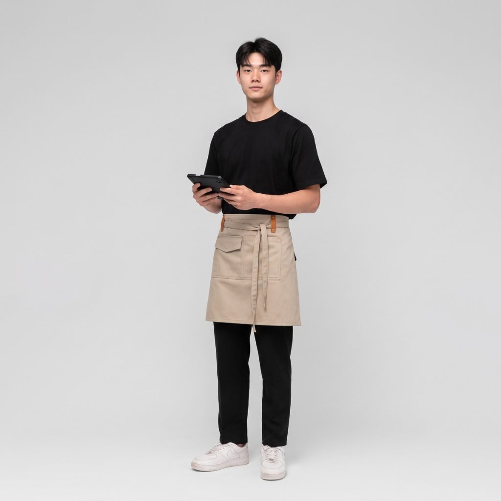 Tạp dề ngắn ngang hông kaki Premium