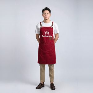 Tạp dề quán cà phê Gaming màu đỏ đeo chéo