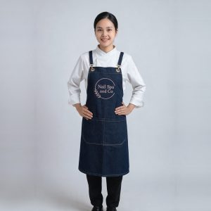 Tạp dề nail Spa and Co denim xanh đeo chéo