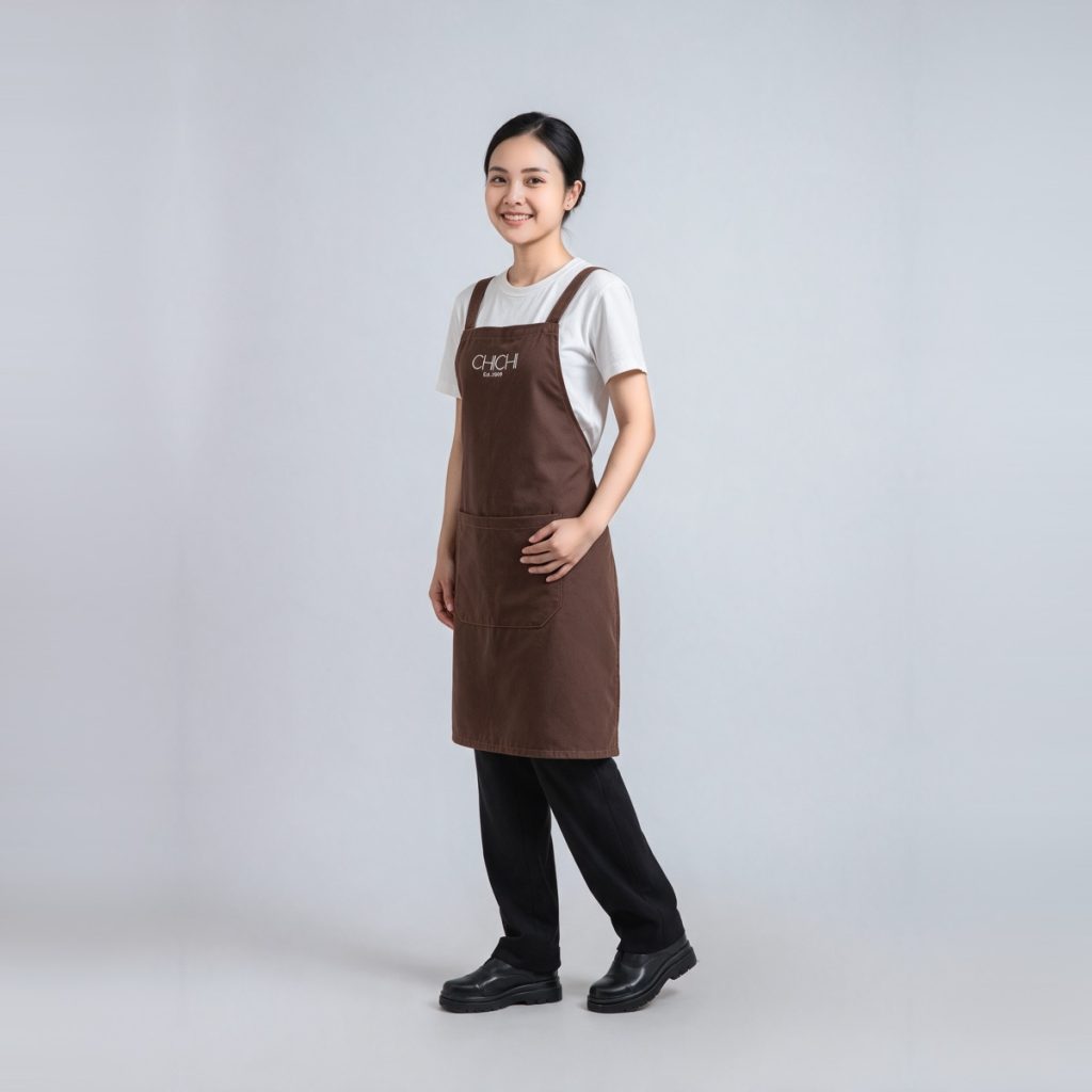 Tạp dề nail Chichi nâu socola đeo vai