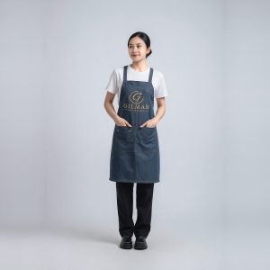 Tạp dề nail Gilman xám xanh đeo vai túi jean