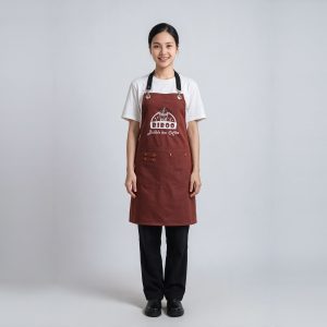 Tạp dề quán cafe Biboo nâu cổ yếm