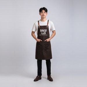 Tạp dề quán cafe Brew Lab nâu đen chéo lưng