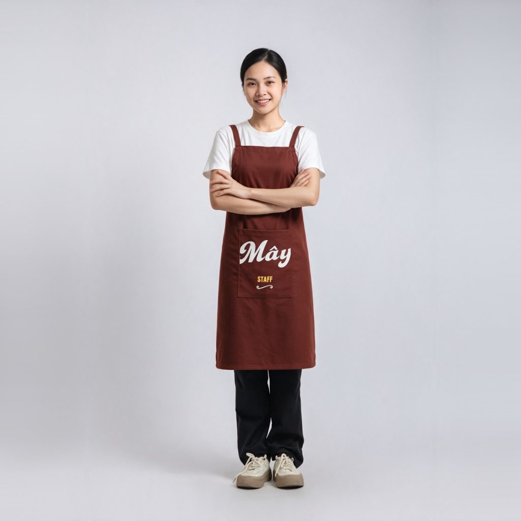 Tạp dề quán cafe Mây nâu chéo lưng