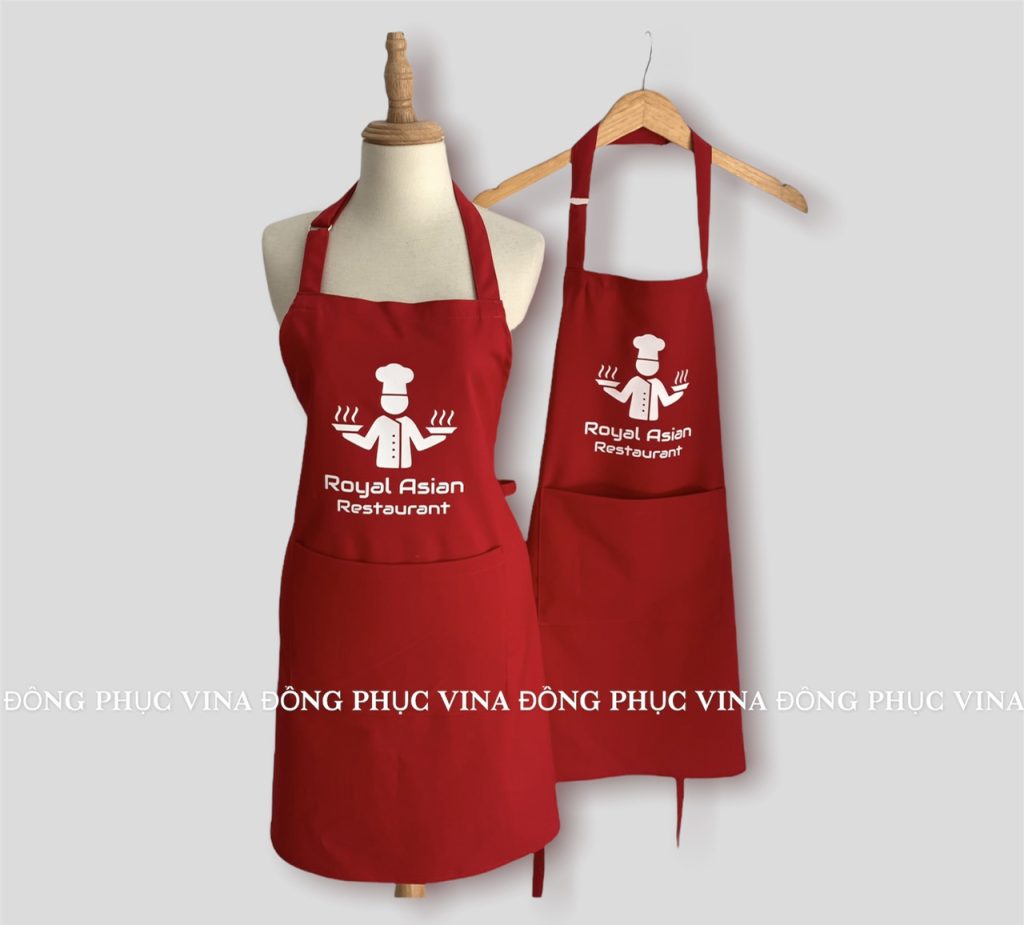 Tạp dề bếp nhà hàng Royal màu đỏ