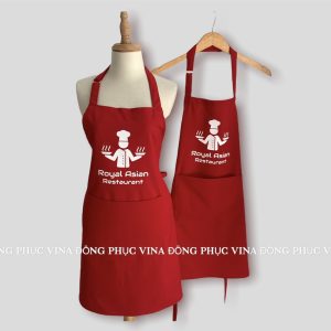 Tạp dề bếp nhà hàng Royal màu đỏ