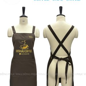 Tạp dề quán cà phê đeo chéo Đen Nâu Coffee