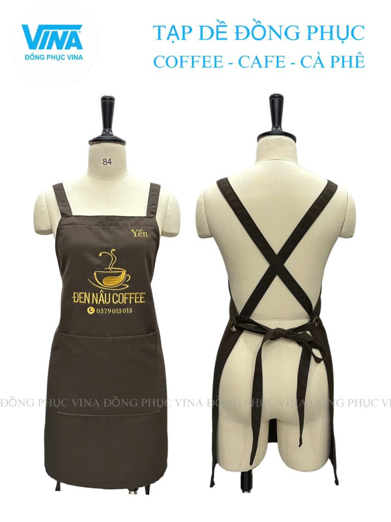 Tạp dề quán cà phê đeo chéo Đen Nâu Coffee