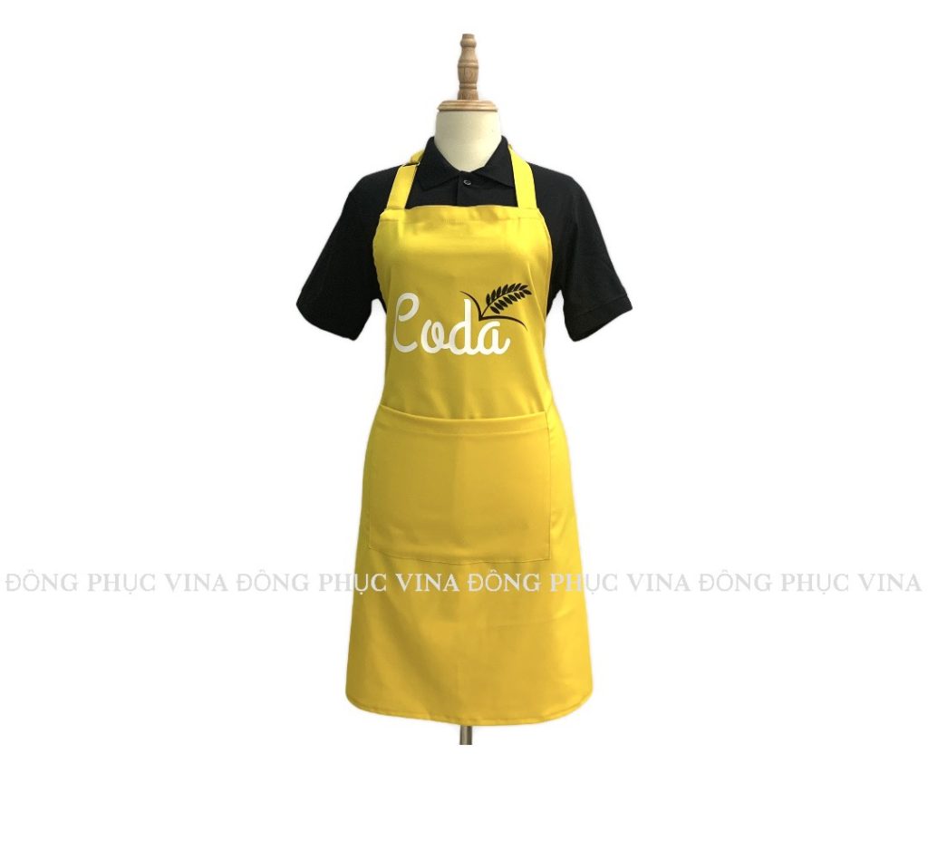Tạp dề quán cafe Cỏ Đá màu vàng
