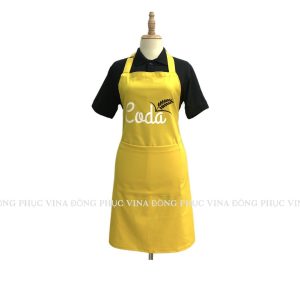 Tạp dề quán cafe Cỏ Đá màu vàng