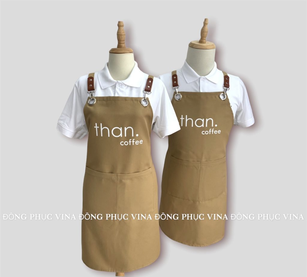 Tạp dề quán cafe pha chế, phục vụ màu nâu Than
