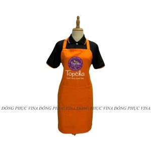 Tạp dề quán trà sữa Top Cha màu cam